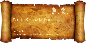 Matl Krisztofer névjegykártya
